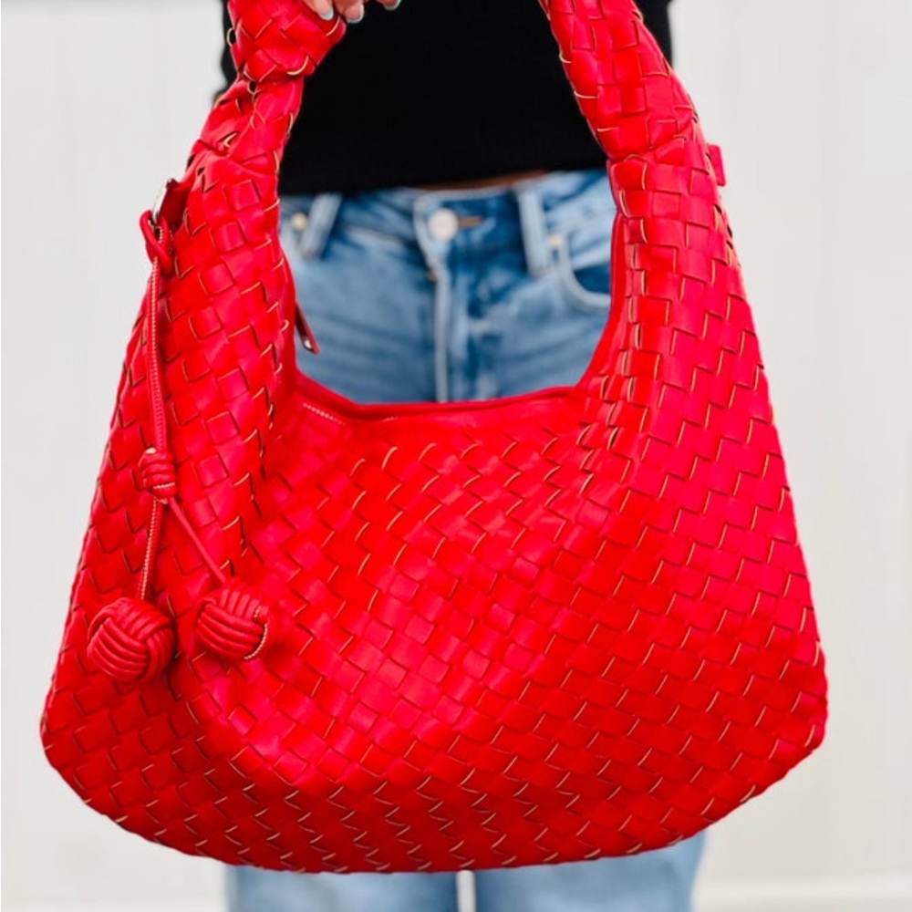 Red Woven Handbag
